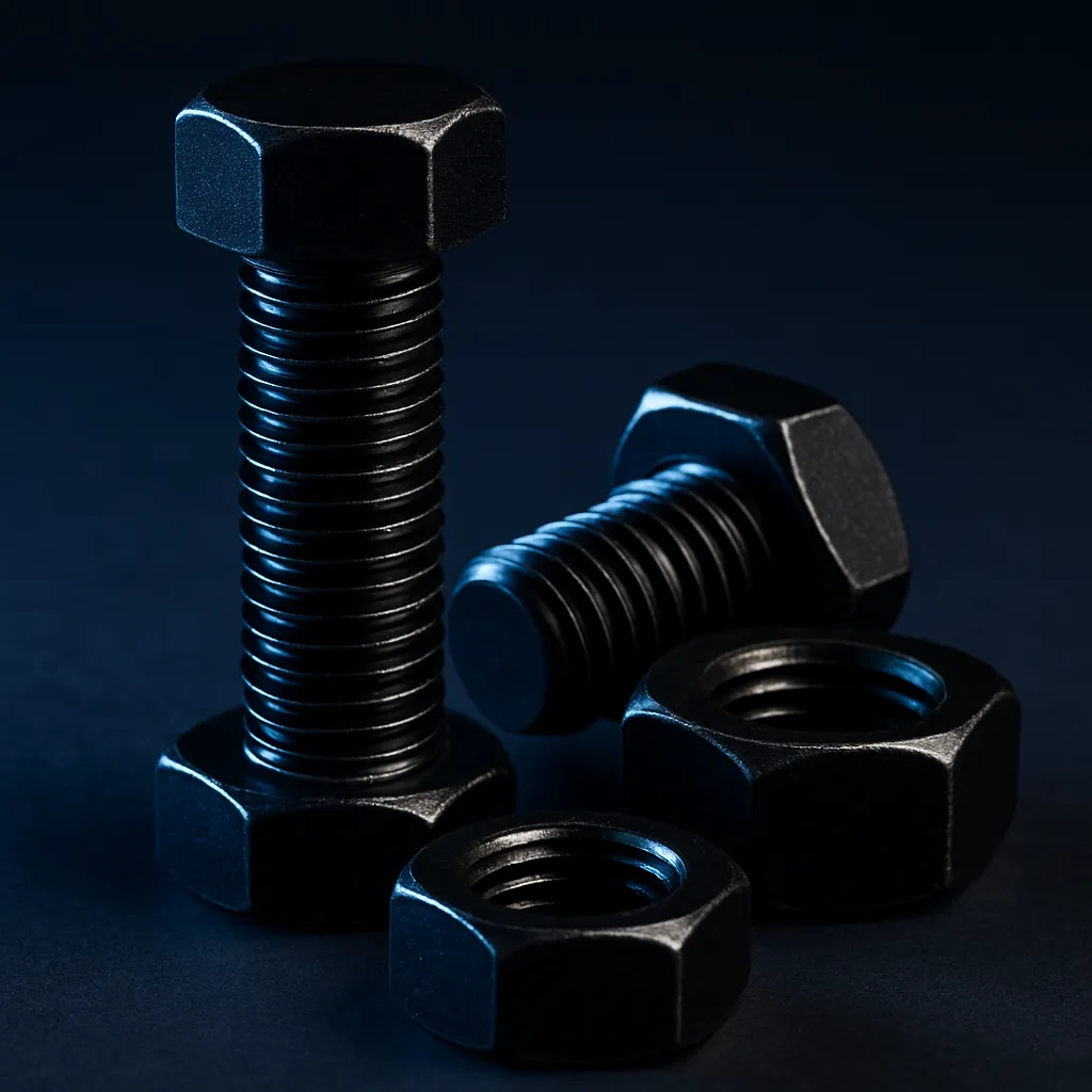 Deep black zinc flake coated bolts